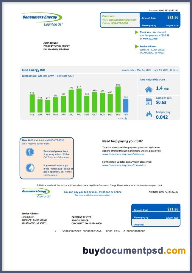 Buy Michigan Water Bill Template PSD