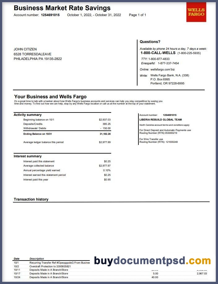 Buy USA electric bill PSD Template