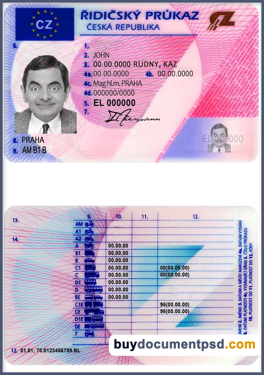 Buy Czech Republic, Czechia Driving Licence Template