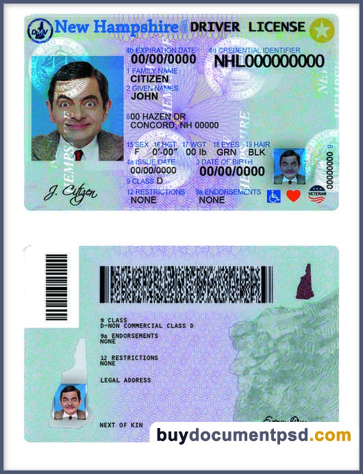 Buy New Hampshire Driving Licence Template