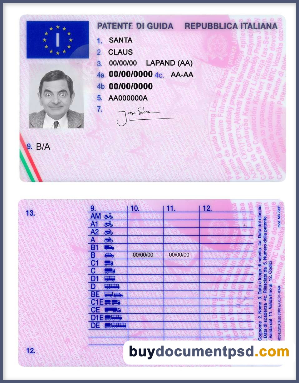 Buy Italy Driving Licence Template