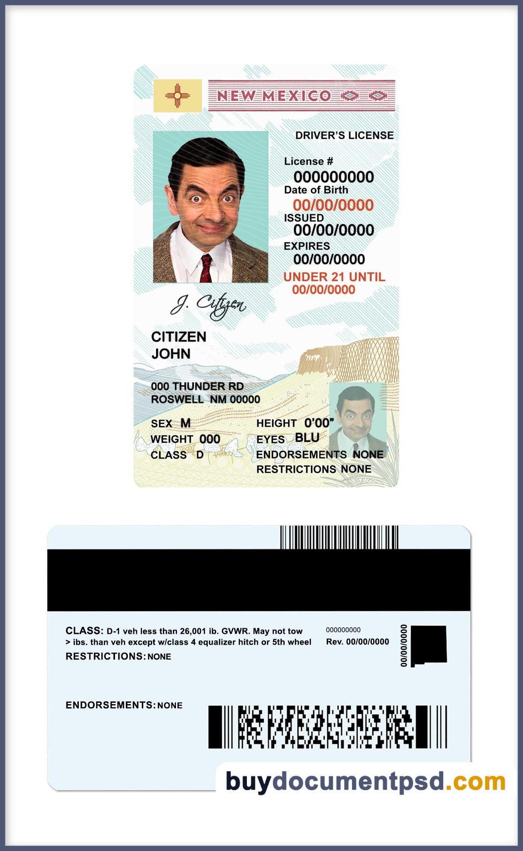 Buy New Mexico Driving Licence Template