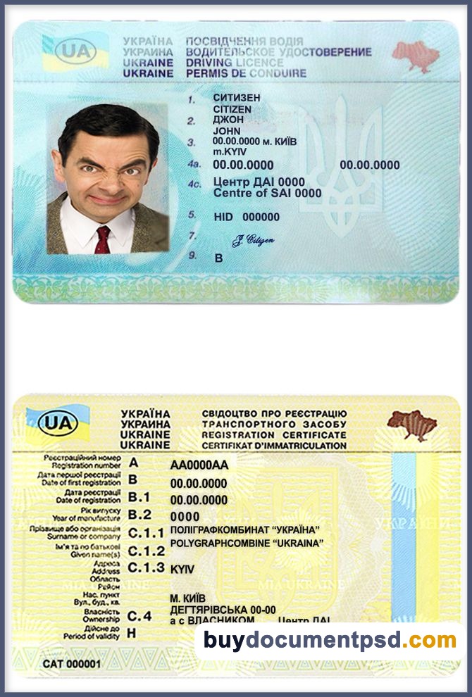 Buy Ukraine Driving Licence Template