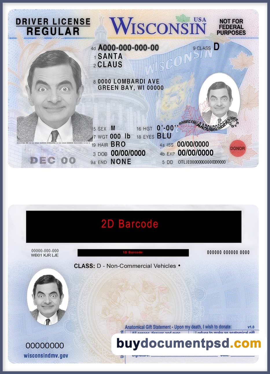 Buy Wisconsin Driving Licence Template