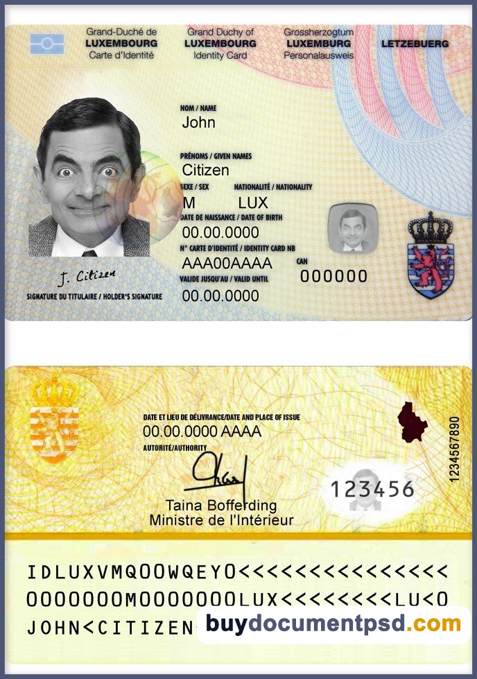 Buy Luxemburg ID Template