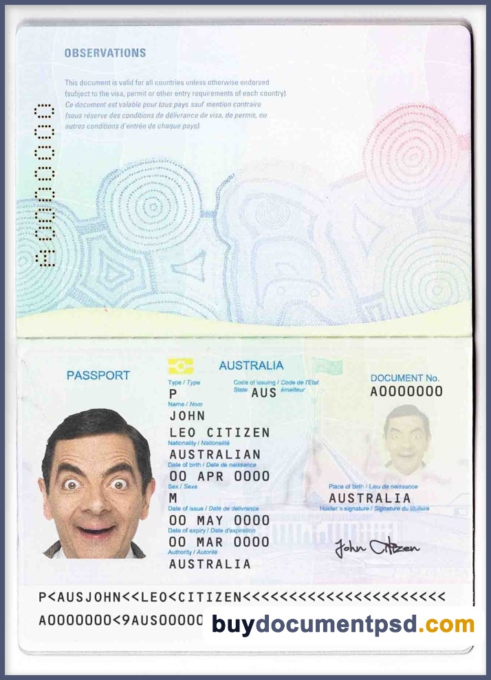 Buy Australia E-Passport Template