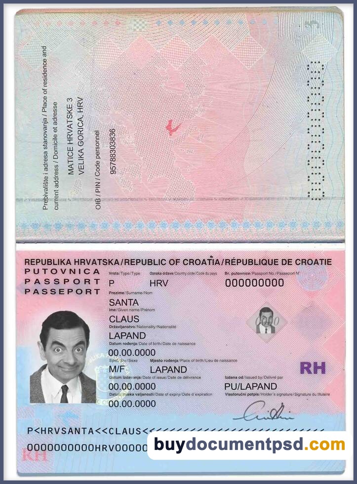 Buy Croatia Passport Template