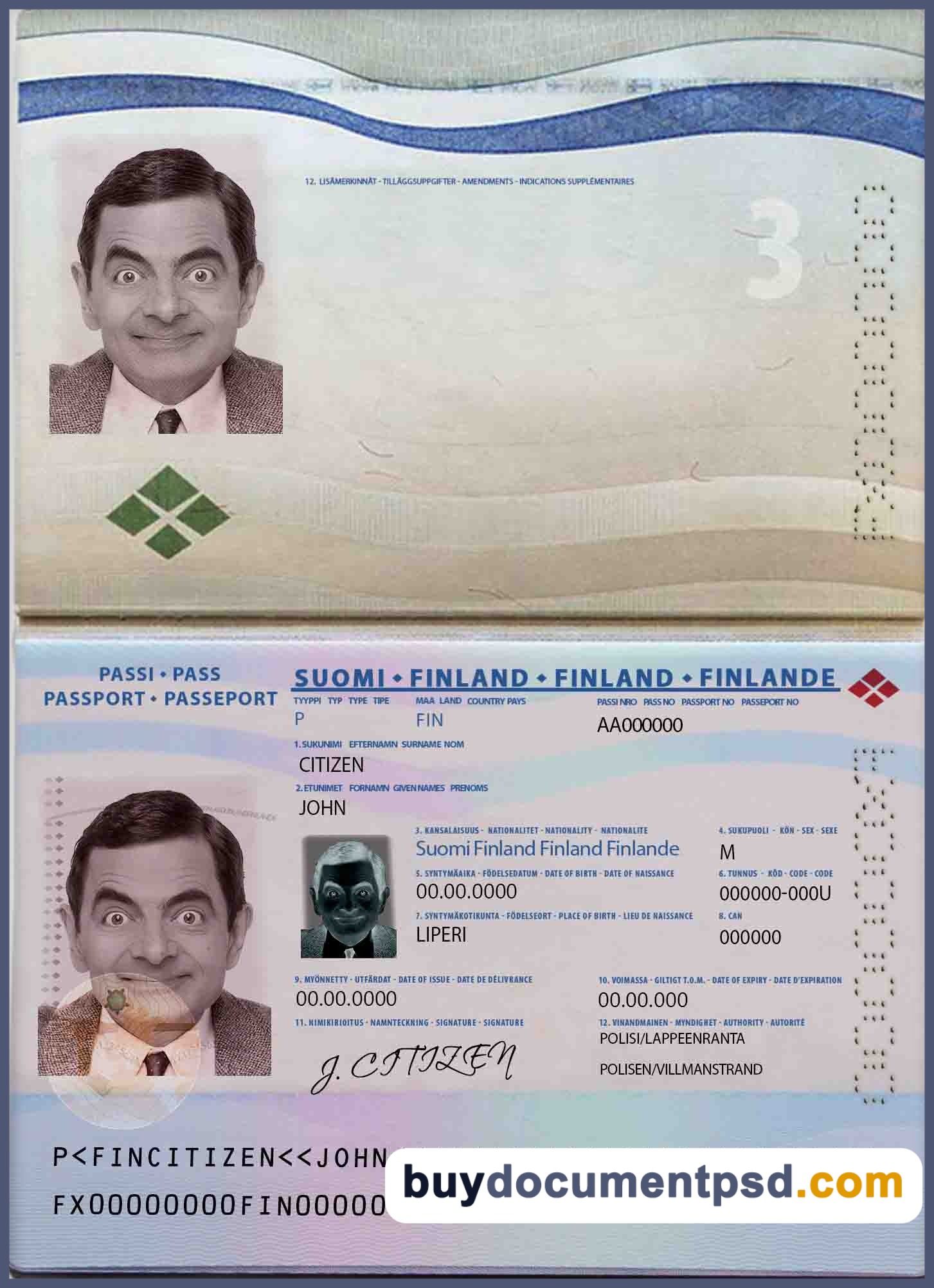 Buy Finland Passport Template