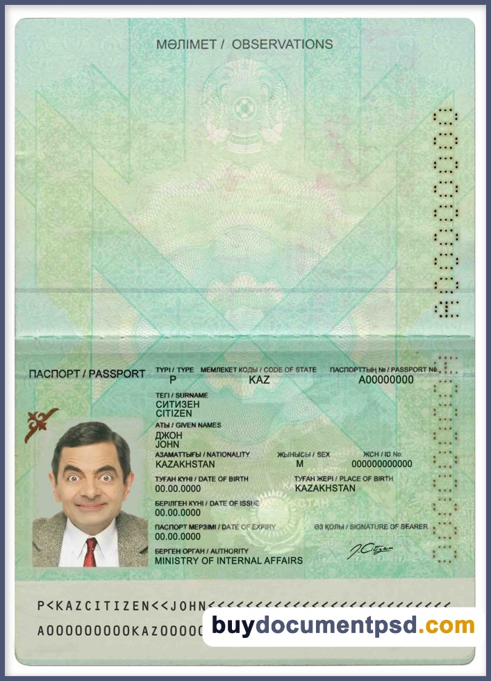 Buy Kazakhstan Passport Template